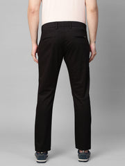 Genips Men's Black Cotton Stretch Caribbean Slim Fit Self Design Trousers