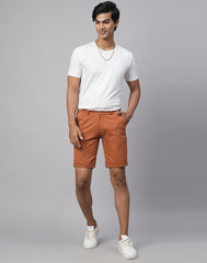 Brick Cotton Lycra Slim Fit Shorts