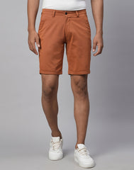 Brick Cotton Lycra Slim Fit Shorts