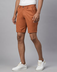 Brick Cotton Lycra Slim Fit Shorts