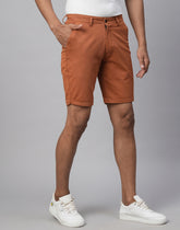 Brick Cotton Lycra Slim Fit Shorts