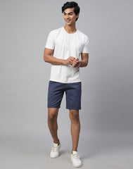 Genips Men'S Dark Blue Cotton Lycra Slim Fit Shorts