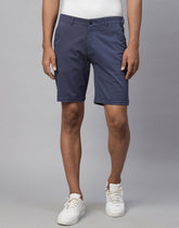 Dark Blue Cotton Lycra Slim Fit Shorts