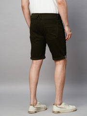 Bottle Green Cotton Lycra Slim Fit Shorts