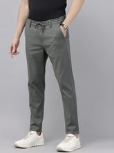 Grey Cotton Slim Fit Striped Trouser - 4 Pocket Style