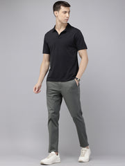 Grey Cotton Slim Fit Striped Trouser - 4 Pocket Style