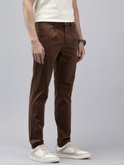 Brick Slim Fit Cotton Casual Trousers with 5 Pockets
