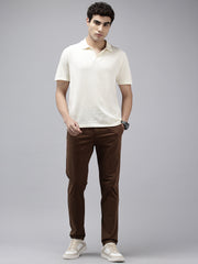 Brick Slim Fit Cotton Casual Trousers with 5 Pockets