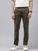 Green Slim Fit Cotton Casual Trousers with 5 Pockets