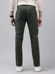 Green Slim Fit Cotton Casual Trousers with 5 Pockets