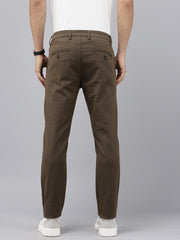 Men's Brown Cotton Caribbean Slim Fit Solid 5 Pocket Cross Pocket Trouser