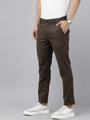Men's Coffee Cotton Caribbean Slim Fit Solid 5 Pocket Cross Pocket Trouser