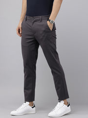 Men's Navy Blue Cotton Caribbean Slim Fit Solid 5 Pocket Cross Pocket Trouser