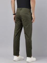 Slim Fit Olive Cotton Printed Trousers - Stylish 5 Pocket Pants