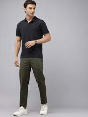 Slim Fit Olive Cotton Printed Trousers - Stylish 5 Pocket Pants