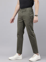 Slim Fit Grey Cotton Printed Trousers - Stylish 5 Pocket Pants