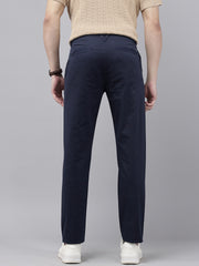 Slim Fit Indigo Cotton Printed Trousers - Stylish 5 Pocket Pants