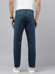 Slim Fit Teal Blue Cotton Printed Trousers - Stylish 5 Pocket Pants