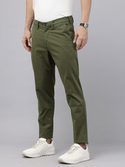 Olive Caribbean Slim Fit Cotton Trousers – 5-Pocket Classic Style
