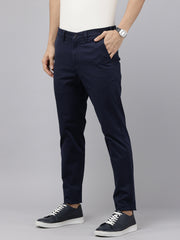 Navy Blue Caribbean Slim Fit Cotton Trousers – 5-Pocket Classic Style