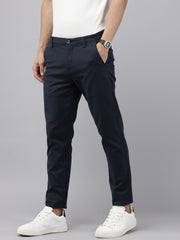 Navy Blue Caribbean Slim Fit Cotton Trousers – 5-Pocket Classic Style