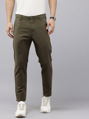 Olive Caribbean Slim Fit Cotton Trousers – 5-Pocket Classic Style