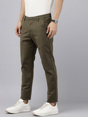 Olive Caribbean Slim Fit Cotton Trousers – 5-Pocket Classic Style