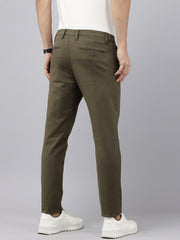 Olive Caribbean Slim Fit Cotton Trousers – 5-Pocket Classic Style