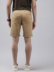 Khaki Slim Fit Cotton Shorts with 5 Pockets