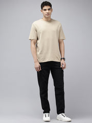 Men's Black Solid Cotton 7 Pockets Cargo Trouser