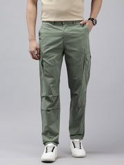 Grey Cotton 7 Pockets Plain Cargo Trouser