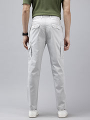 Light Grey Cotton 7 Pockets Plain Cargo Trouser