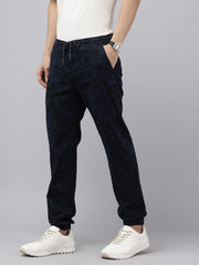 Navy Blue Camouflage Cotton Jogger Trousers – Bahamas Fit 4 Pocket Pants
