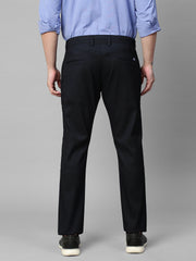 Genips Men's Black Cotton Stretch Caribbean Slim Fit Self Design Trousers