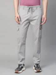 Genips Men's Light Grey  Cotton Stretch Bahamas Cargo Fit Solid Cargo