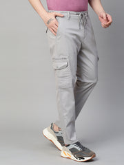 Genips Men's Light Grey  Cotton Stretch Bahamas Cargo Fit Solid Cargo
