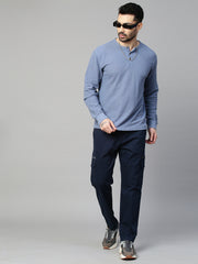 Genips Men's Navy Cotton Stretch Bahamas Cargo Fit Solid Cargo