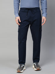 Navy Blue Cargo Pants With Functional Design