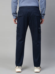 Navy Blue Cargo Pants With Functional Design