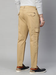 Genips Men's Khakhi  Cotton Stretch Bahamas Cargo Fit Solid Cargo