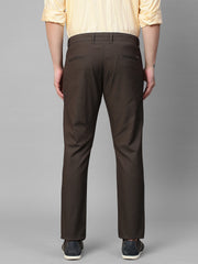 Genips Men's Black Olive Cotton Stretch Caribbean Slim Fit Self Design Trousers
