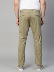 Genips Men's Green Cotton Stretch Caribbean Slim Fit Solid Trousers