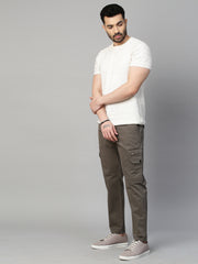 Genips Men's Dark Grey  Cotton Stretch Bahamas Cargo Fit Solid Cargo