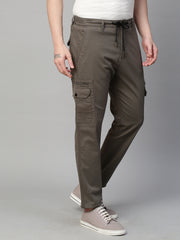 Genips Men's Dark Grey  Cotton Stretch Bahamas Cargo Fit Solid Cargo