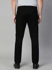 Genips Men's Black Cotton Stretch Caribbean Slim Fit Solid Trousers