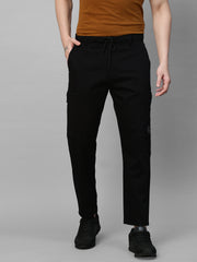 Genips Men's Black Cotton Stretch Bahamas Cargo Fit Solid Cargo