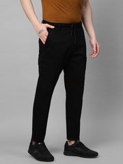 Genips Men's Black Cotton Stretch Bahamas Cargo Fit Solid Cargo