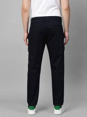 Genips Men's Navy Cotton Stretch Bahamas Cargo Fit Solid Cargo