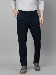 Genips Men's Carbon Blue Cotton Stretch Bahamas Cargo Fit Solid Cargo