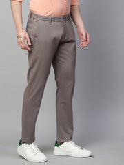 Genips Men's Grey Cotton Stretch Caribbean Slim Fit Self Design Trousers